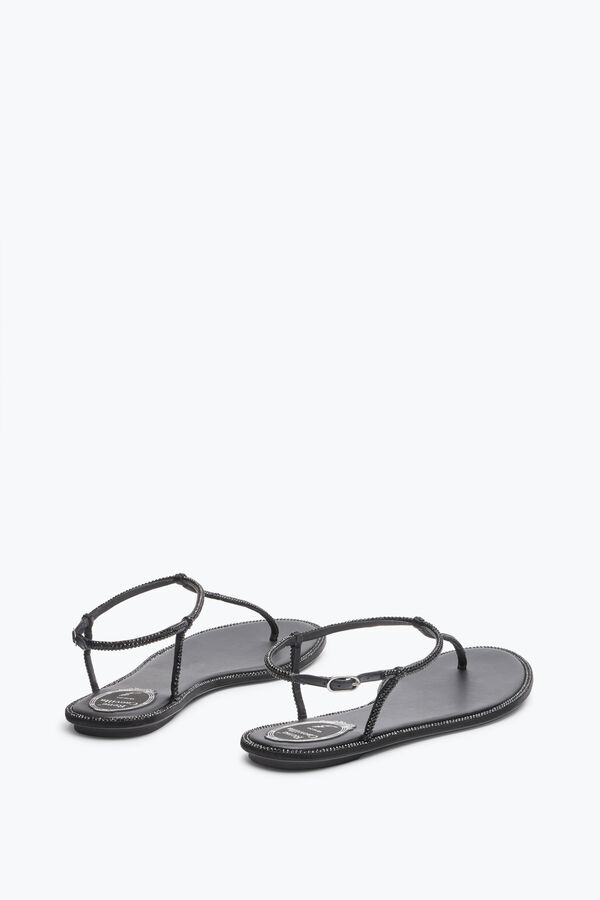 joyas diana negro sandalia plana 10 rene caovilla