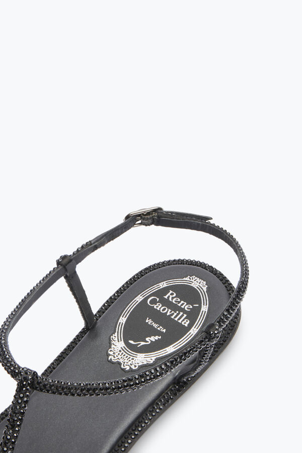 joyas diana negro sandalia plana 10 rene caovilla