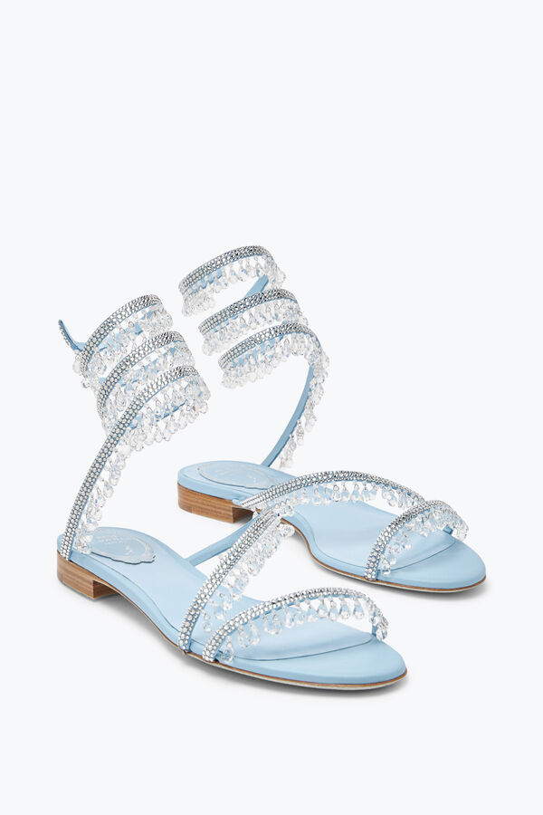 joyas araña de luz plana azul sandalia 10 rene caovilla