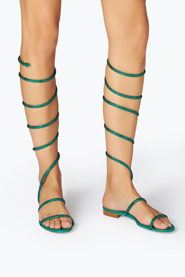 joyas supercleo de cristal verde esmeralda sandalia 10 rene caovilla