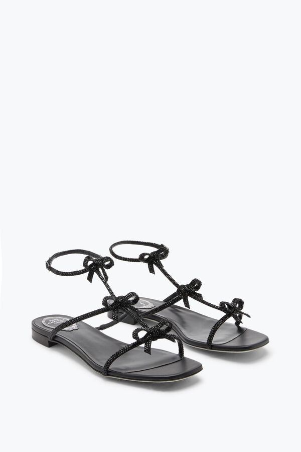 joyas caterina negro sandalia plana 10 rene caovilla