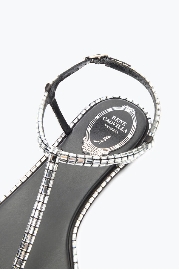 joyas diana negro sandalia con cristal baguette rene caovilla