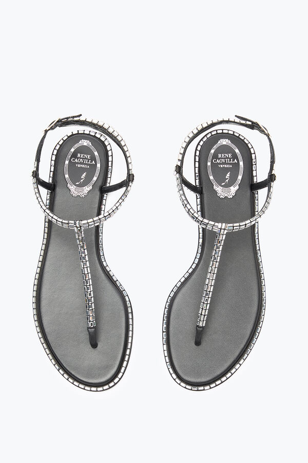 joyas diana negro sandalia con cristal baguette rene caovilla