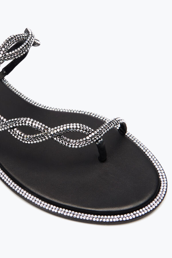 joyas de la trenza negro sandalia plana 10 rene caovilla