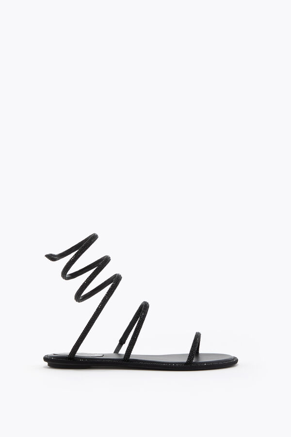 joyas cleo negro sandalia plana 10 rene caovilla
