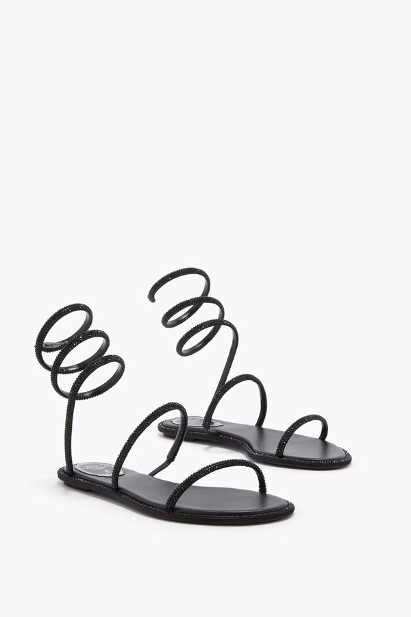 joyas cleo negro sandalia plana 10 rene caovilla