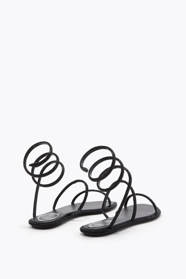 joyas cleo negro sandalia plana 10 rene caovilla