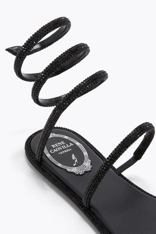 joyas cleo negro sandalia plana 10 rene caovilla