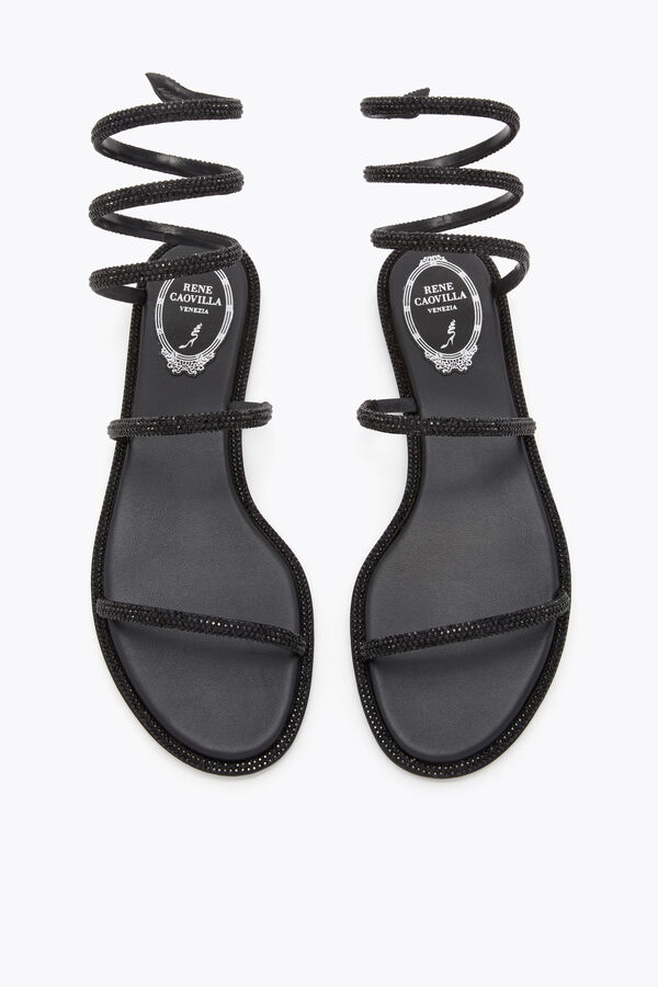 joyas cleo negro sandalia plana 10 rene caovilla