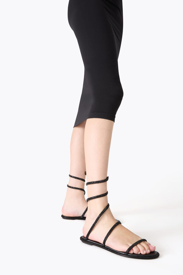 joyas cleo negro sandalia plana 10 rene caovilla