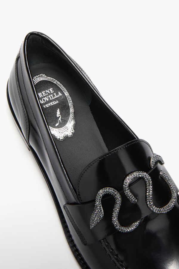 joyas morgana mocasines negro con negro mate cristal 20 rene caovilla