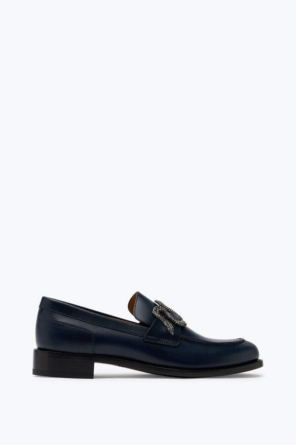 joyas morgana mocasines azul con negro mate cristal 20 rene caovilla