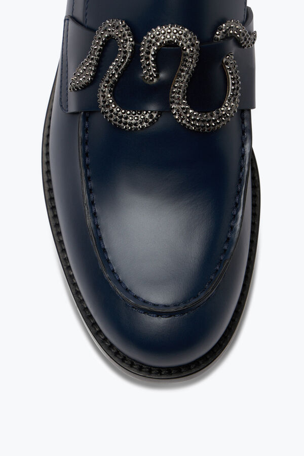 joyas morgana mocasines azul con negro mate cristal 20 rene caovilla