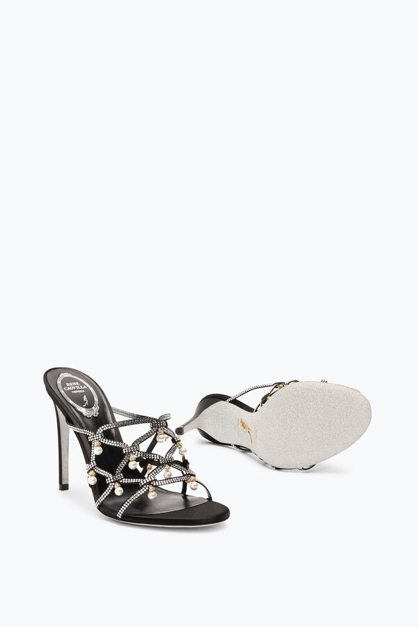 gemas esmeralda deslizador negro sandalia 105 rene caovilla