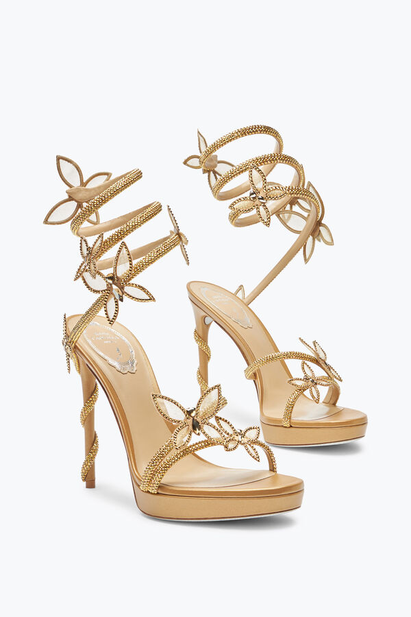 joyas margot de oro de la plataforma de la sandalia con mariposas 120 rene caovilla