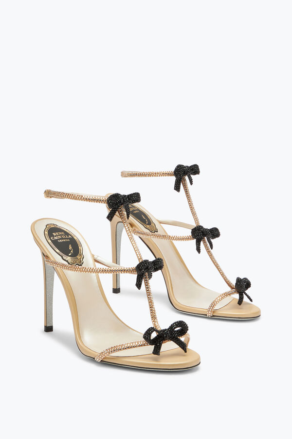 joyas caterina neutral sandalia con negro y oro cristales 105 rene caovilla