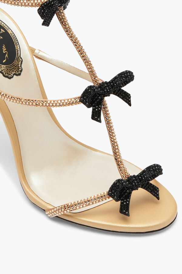 joyas caterina neutral sandalia con negro y oro cristales 105 rene caovilla