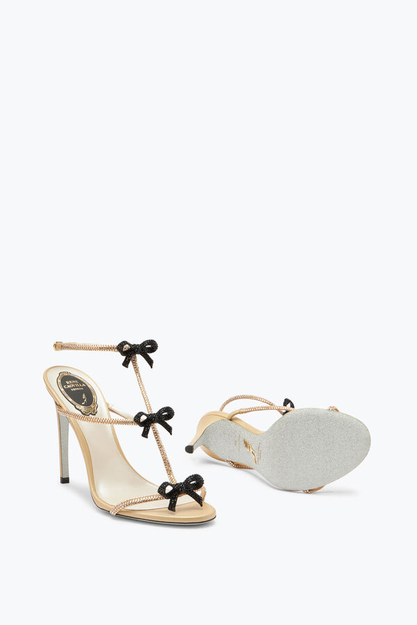 joyas caterina neutral sandalia con negro y oro cristales 105 rene caovilla