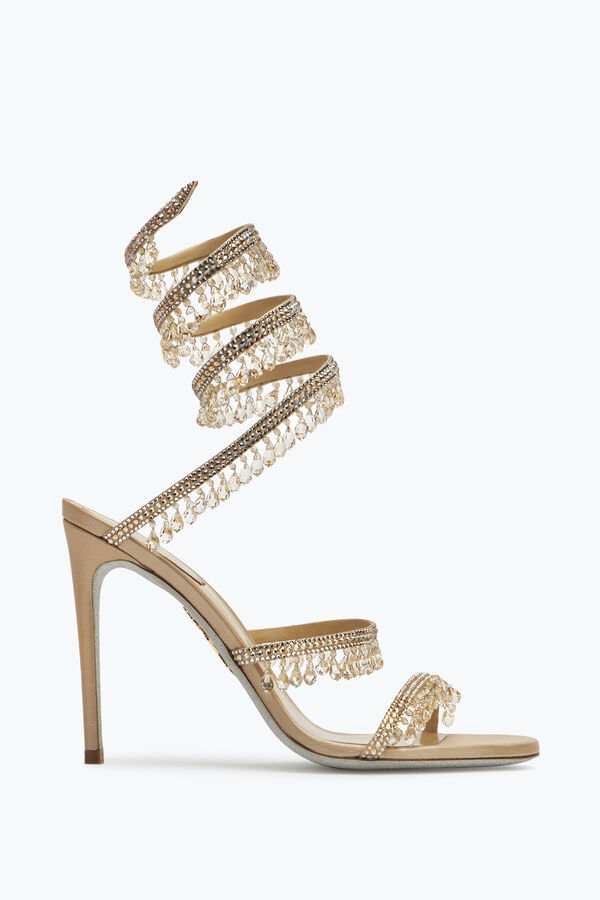 joyas lámpara de araÑa de cristal de color beige sandalias 105 rene caovilla