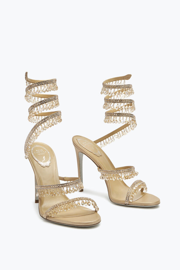 joyas lámpara de araÑa de cristal de color beige sandalias 105 rene caovilla