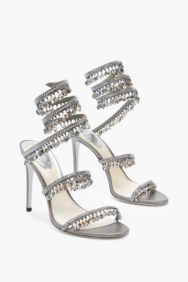 joyas lámpara de araña de cristal de la perla gris sandalia 105 rene caovilla