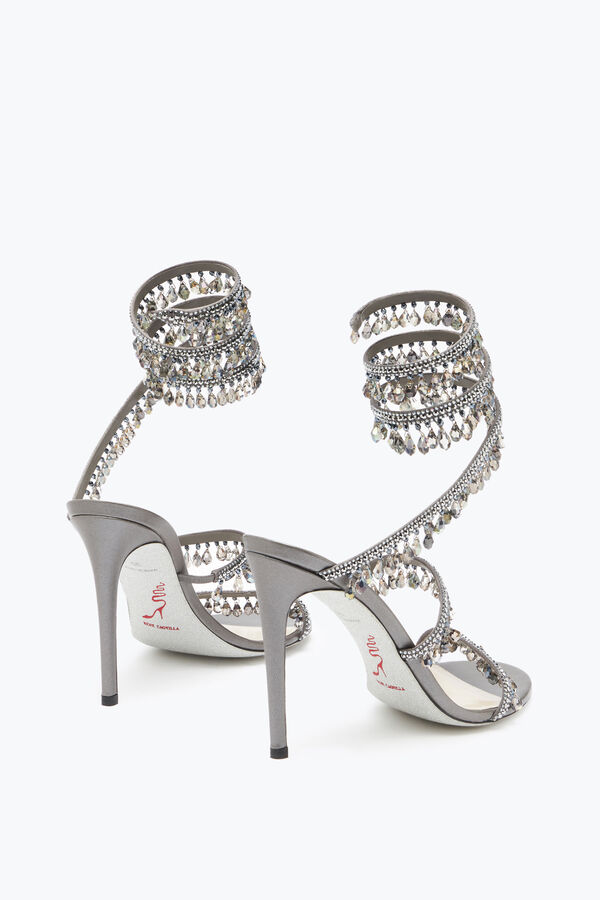 joyas lámpara de araña de cristal de la perla gris sandalia 105 rene caovilla