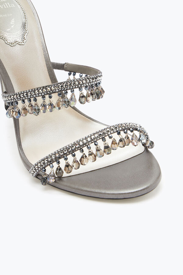 joyas lámpara de araña de cristal de la perla gris sandalia 105 rene caovilla