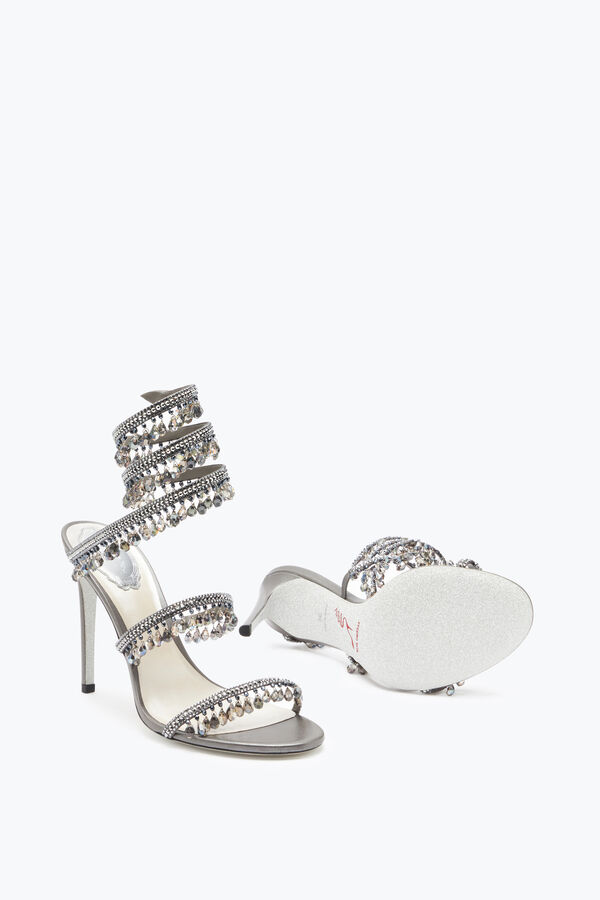 joyas lámpara de araña de cristal de la perla gris sandalia 105 rene caovilla