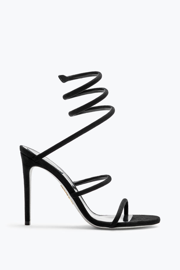 joyas cleo de ante negro sandalia 105 rene caovilla