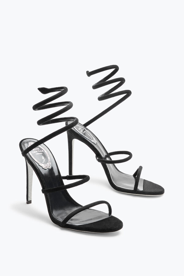 joyas cleo de ante negro sandalia 105 rene caovilla