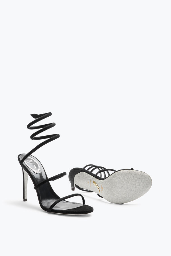 joyas cleo de ante negro sandalia 105 rene caovilla