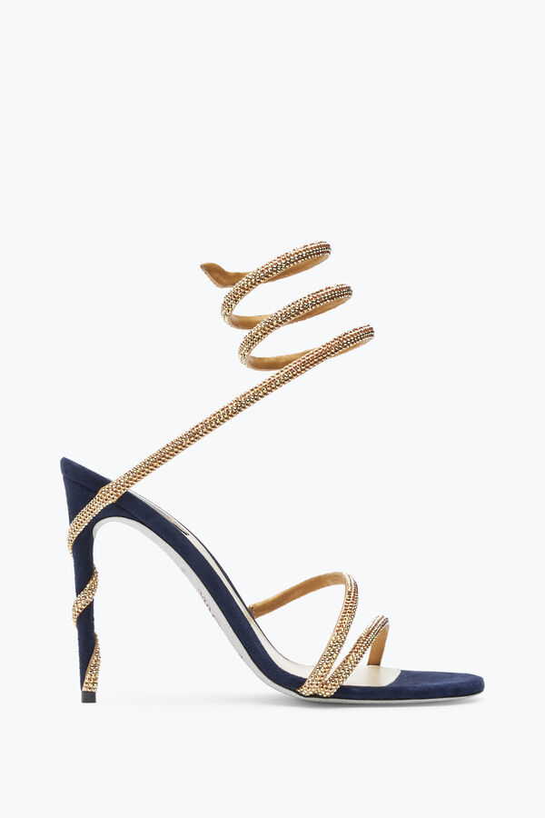 joyas margot cristal azul-oro sandalia 105 rene caovilla