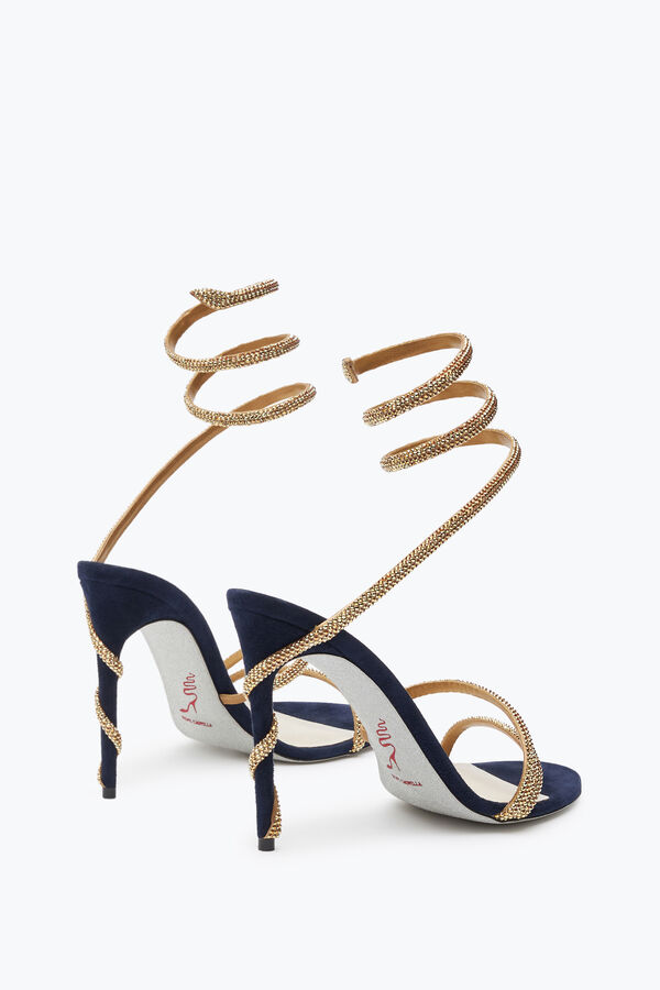 joyas margot cristal azul-oro sandalia 105 rene caovilla