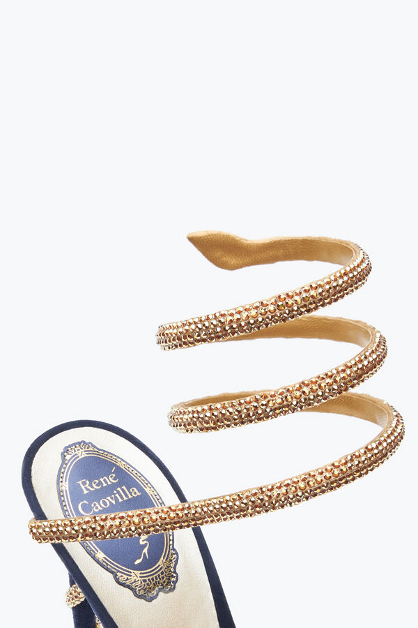 joyas margot cristal azul-oro sandalia 105 rene caovilla