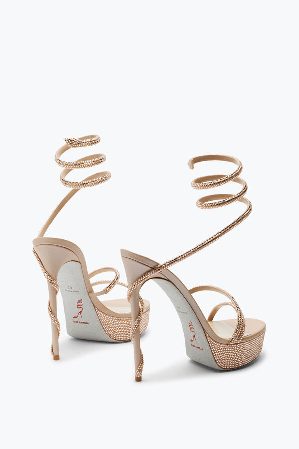 joyas margot cristal de color beige de la plataforma de la sandalia 130 rene caovilla