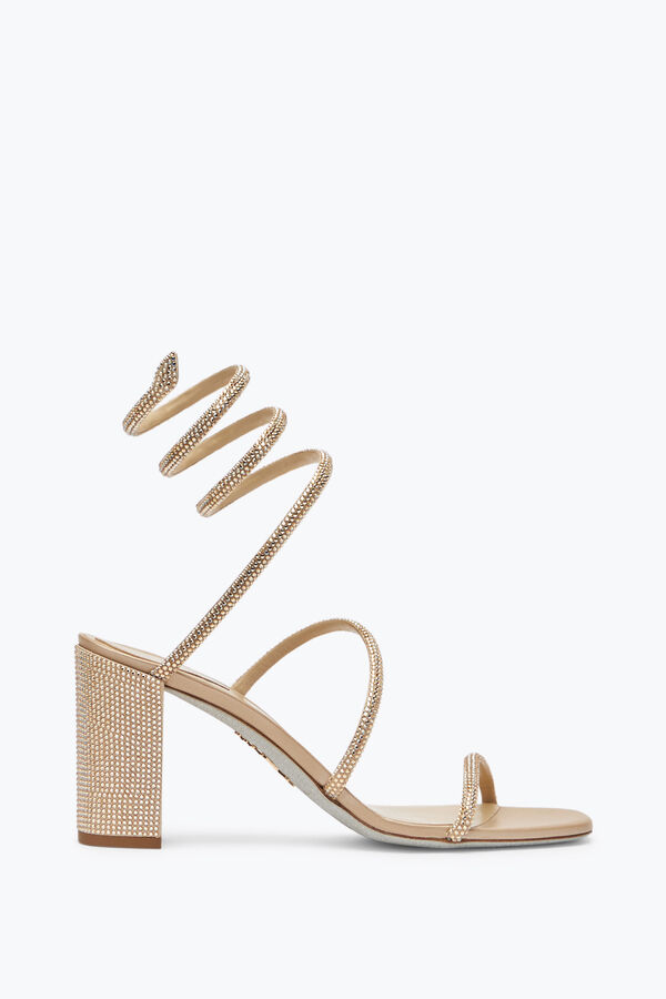 joyas cleo de cristal de color beige sandalias 80 rene caovilla