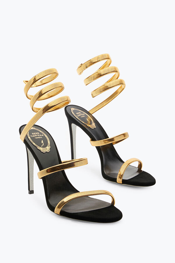 joyas de enebro negro y oro de la sandalia 105 rene caovilla