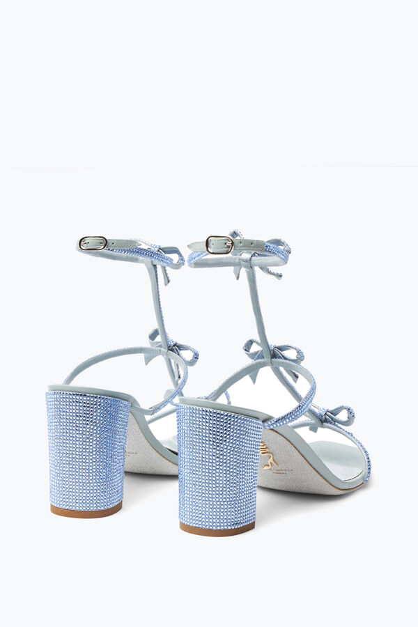 joyas caterina de polvo de cristal azul de la sandalia 80 rene caovilla