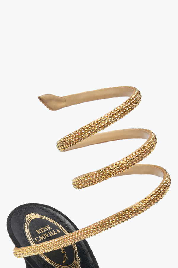joyas margot de ante negro y oro de la plataforma de la sandalia 120 rene caovilla