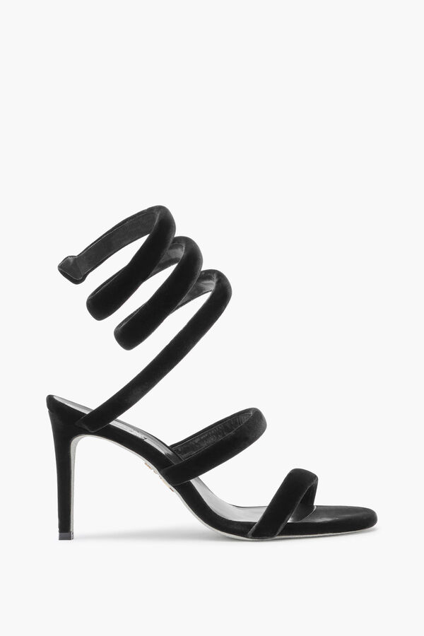 joyas cleo de terciopelo negro sandalia 80 rene caovilla