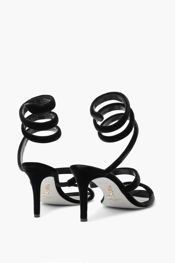 joyas cleo de terciopelo negro sandalia 80 rene caovilla