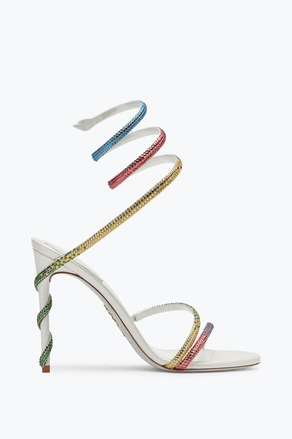 joyas margot blanco sandalias con cristales arco iris 105 rene caovilla