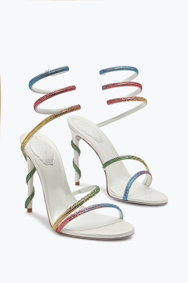 joyas margot blanco sandalias con cristales arco iris 105 rene caovilla