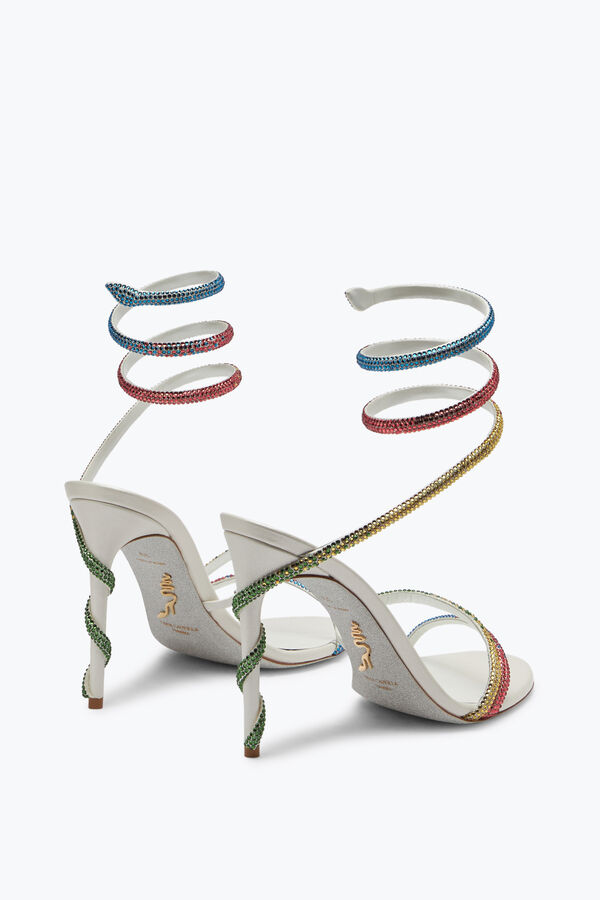 joyas margot blanco sandalias con cristales arco iris 105 rene caovilla