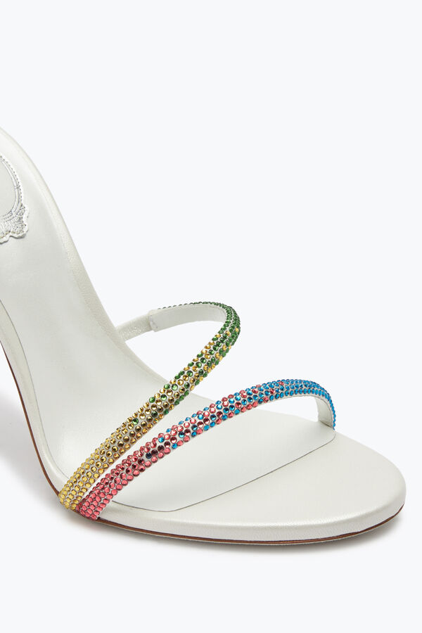 joyas margot blanco sandalias con cristales arco iris 105 rene caovilla