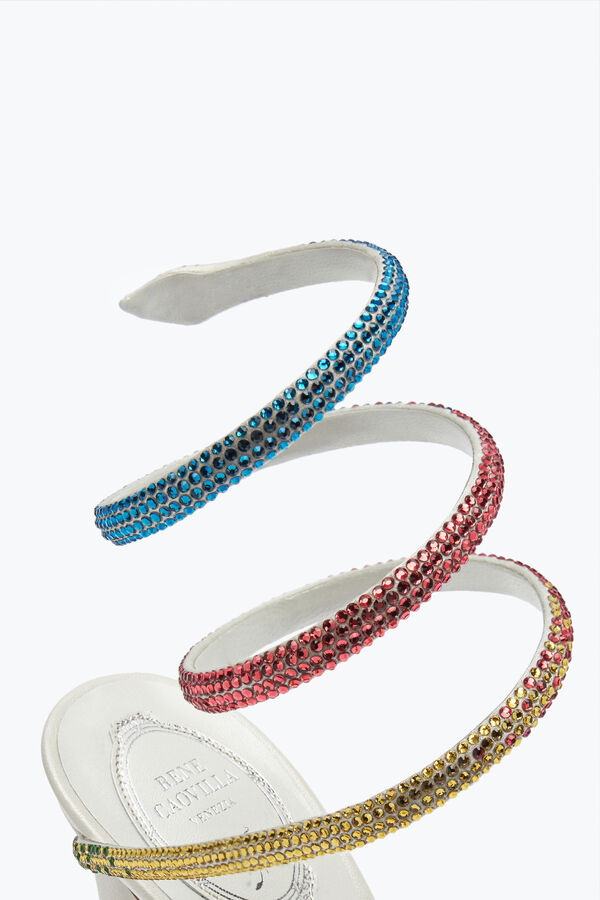 joyas margot blanco sandalias con cristales arco iris 105 rene caovilla