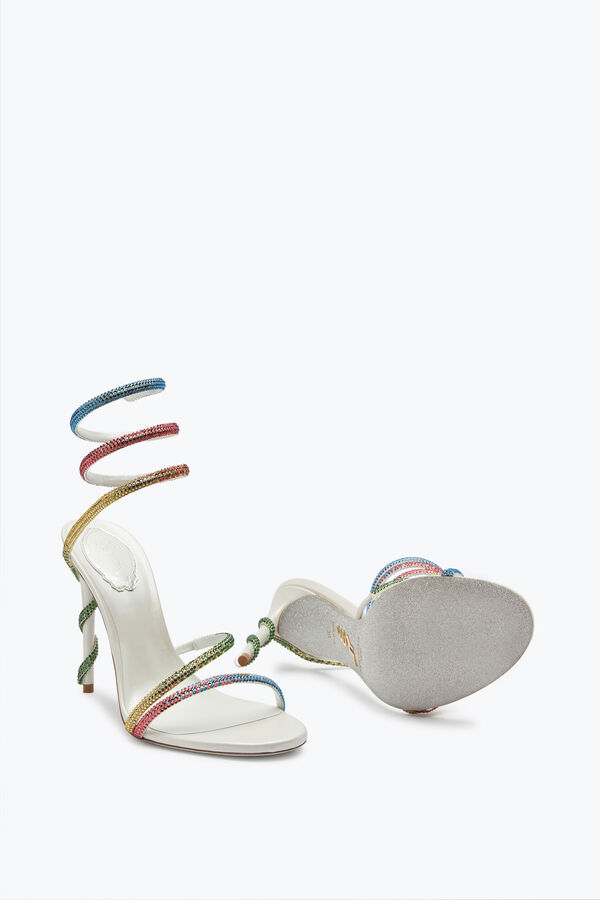 joyas margot blanco sandalias con cristales arco iris 105 rene caovilla