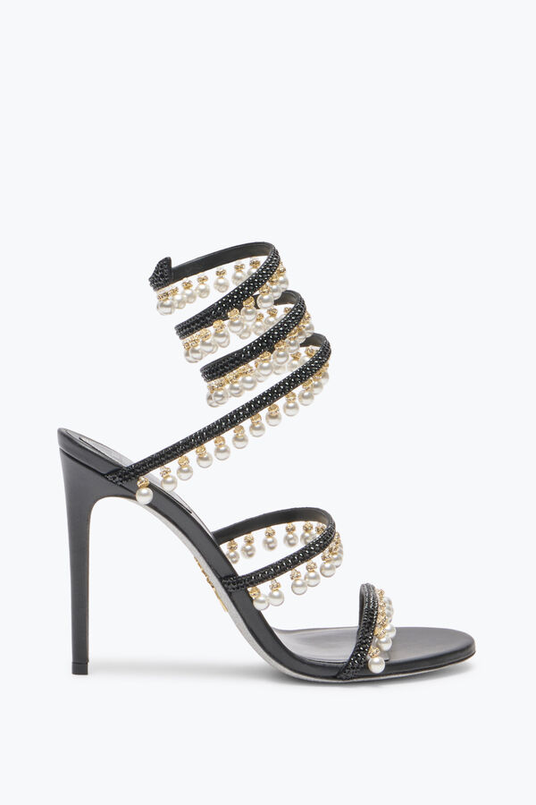joyas araÑa negro sandalia con perlas 105 rene caovilla