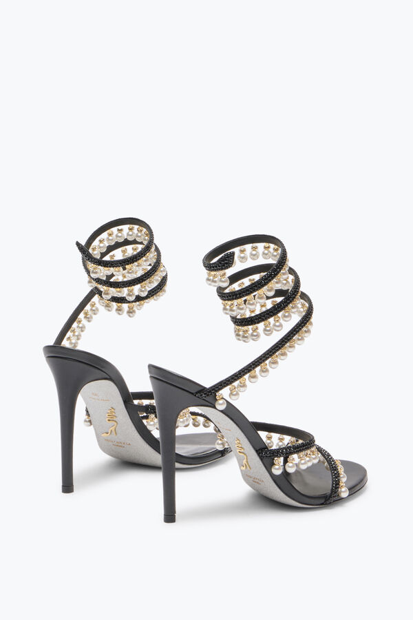 joyas araÑa negro sandalia con perlas 105 rene caovilla