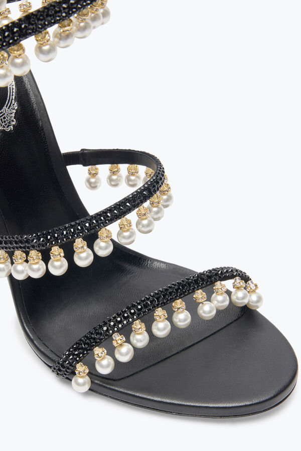 joyas araÑa negro sandalia con perlas 105 rene caovilla